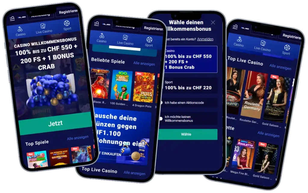 Frumzi Casino Startseite und Spielauswahl