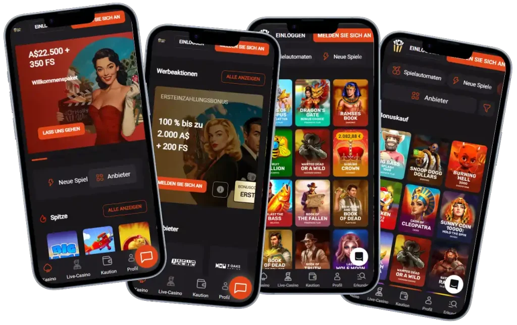 HollyWin Casino Startseite und Bonusbereich