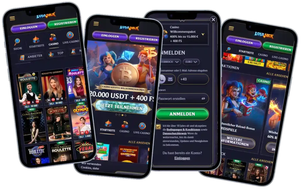 LolaJack Casino Startseite und Bonusangebote