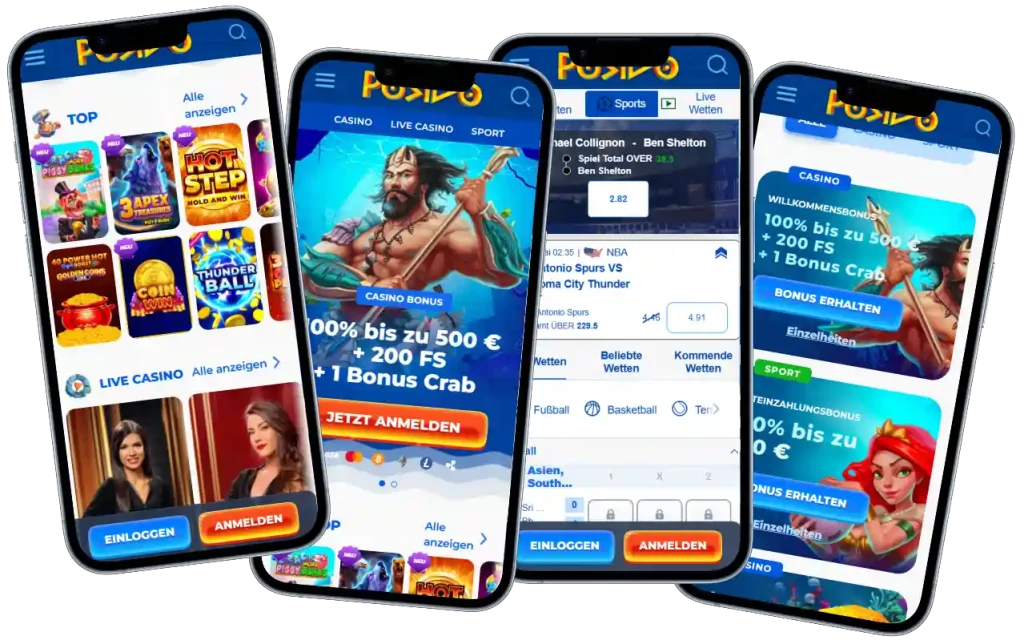 Posido Casino Startseite im Unterwasser-Design